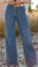 Ashleigh Blue Multi Buttons High Waist Wide Leg Jeans With Pockets