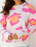 Sachet Pink Playful Leopard Print Drop Shoulder Baggy Sweater