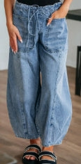 Myosotis Large Patch Pocket Drawstring Paperbag Waist Barrel Jeans