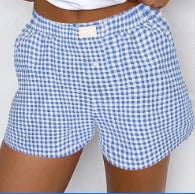 Gingham Printed High Waist Shorts