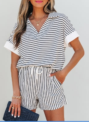 Black Stripe Short Set