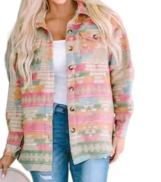 Western Aztec Shacket - Pink